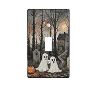 Placa de cubierta para interruptor de luz de Halloween, fantasmas espeluznantes y casa encantada para acentos de pared, placas de pared termoplásticas, palanca individual de tamaño estándar
