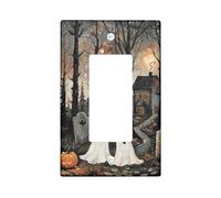 Placa de cubierta para interruptor de luz de Halloween, fantasmas espeluznantes y casa encantada para acentos de pared, placas de pared termoplásticas, balancín individual de tamaño estándar
