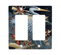 Placa de cubierta para interruptor de luz de invierno con garza azul festiva con lazos rojos para decoración navideña, placas de pared termoplásticas, tamaño estándar doble basculante