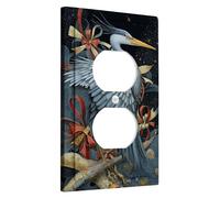 Placa de cubierta para interruptor de luz de invierno con garza azul festiva con lazos rojos para decoración navideña, placas de pared termoplásticas, tamaño estándar, salida dúplex individual