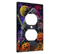 Placa de cubierta para interruptor de luz de la Parca de Halloween, decoración de calabaza de noche espeluznante, estilo gótico para acentos de pared, placas termoplásticas aisladas, toma dúplex