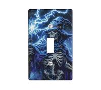 Placa de cubierta para interruptor de luz de mago de esqueleto de Halloween, color blanco hueso espeluznante para decoración de pared, placas de pared termoplásticas, tamaño estándar, palanca