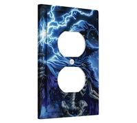 Placa de cubierta para interruptor de luz de mago de esqueleto de Halloween, color blanco hueso espeluznante para decoración de pared, placas de pared termoplásticas, salida dúplex individual de
