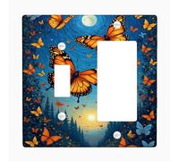 Placa de cubierta para interruptor de luz de mariposa, tapas de toma, mariposas monarca naranja para decoración de primavera, placas de pared termoplásticas, balancín de palanca de tamaño estándar
