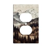 Placa de cubierta para interruptor de luz de paisaje de montaña, tonos terrosos para los amantes de la naturaleza, estilo rústico para decoración del hogar, toma dúplex individual de tamaño estándar