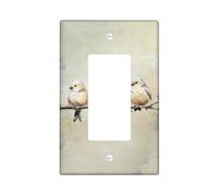 Placa de cubierta para interruptor de luz de pájaro, pintura al óleo, arte estético de animales, paisaje rústico, gris, beige, azul, decoración termoplástica, salida irrompible, salida de oficina
