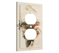 Placa de cubierta para interruptor de luz de Pascua, color beige, cordero de crucifixión de Jesús para acentos espirituales de pared, placas de pared termoplásticas, salida dúplex individual de tamaño