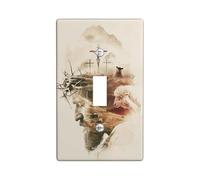 Placa de cubierta para interruptor de luz de Pascua, color beige, cordero de crucifixión de Jesús para acentos espirituales de pared, placas de pared termoplásticas, palanca individual de tamaño