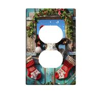 Placa de cubierta para interruptor de luz de perro de Navidad, diseño festivo rojo y verde para decoración del hogar, placa de pared termoplástica, tamaño estándar, salida dúplex individual