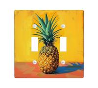 Placa de cubierta para interruptor de luz de piña, pintura al óleo, frutas tropicales, arte estético moderno, amarillo, naranja, verde, termoplástico, decorativo, irrompible, toma de corriente para