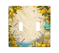Placa de cubierta para interruptor de luz doble, diseño de abeja de lavanda rústica mediterránea, de verano, de plástico, tamaño estándar, placas decorativas de pared para dormitorio, baño, cocina