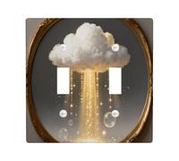 Placa de cubierta para interruptor de luz doble, diseño de fantasía, sin burbujas de luz de plástico dorado, tamaño estándar, para decoración del hogar, sala de estar, nuevo apartamento