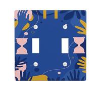 Placa de cubierta para interruptor de luz doble, líneas abstractas modernas de reloj de arena, plástico azul, tamaño estándar, placas de interruptor de pared, detalles para sala de estar, dormitorio