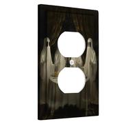 Placa de cubierta para interruptor de luz fantasma de Halloween, decoración navideña espeluznante en blanco y negro, estilo gótico popular para detalles del hogar, placas de pared, toma dúplex