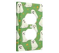 Placa de cubierta para interruptor de luz fantasma de Halloween, diseño de fantasmas verdes para detalles espeluznantes de pared, placas de pared termoplásticas, salida dúplex individual de tamaño