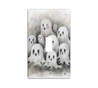 Placa de cubierta para interruptor de luz fantasma de Halloween, fantasmas grises para detalles de pared espeluznantes, placas de pared termoplásticas, palanca individual de tamaño estándar