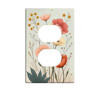 Placa de cubierta para interruptor de luz floral, amapolas de colores pastel para decoración de primavera, placa de pared termoplástica, tamaño estándar, salida dúplex individual