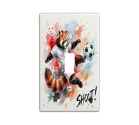 Placa de cubierta para interruptor de luz individual, diseño de panda rojo, diseño de balón de fútbol, acuarela, verano, naranja, plástico, tamaño estándar, placa decorativa para dormitorio, baño