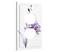 Placa de cubierta para interruptor de luz lila estética floral acuarela arte elegante moderno Cottagecore, blanco violeta, decoración termoplástica, salida irrompible, oficina, pared, hogar, placa