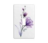 Placa de cubierta para interruptor de luz lila, estética floral, acuarela, arte elegante, moderno, Cottagecore, blanco, violeta, termoplástico, decoración irrompible, salida de oficina, pared, hogar