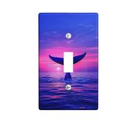 Placa de cubierta para interruptor de luz trasera de ballena, diseño de puesta de sol azul océano para decoración náutica, placas de pared termoplásticas, tamaño estándar, palanca única