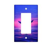 Placa de cubierta para interruptor de luz trasera de ballena, diseño de puesta de sol azul océano para decoración náutica, placas de pared termoplásticas, balancín individual de tamaño estándar