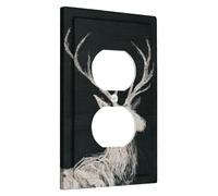 Placa de cubierta rústica para interruptor de luz de ciervo, cubierta de salida, bosque verde oscuro, perfecto para decoración del hogar de otoño, placas de pared termoplásticas, salida dúplex