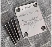 Placa de cuello de guitarra de metal plateado, conector reforzado inspirado en aviones para guitarra eléctrica y bajo Fender