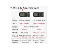 Placa de Desarrollo T-ETH-Lite ESP32-WOVER-E MóDulo Ethernet Compatible con TF Potencia Expandible POE Shield H673