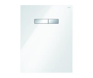 Placa de empuje TECElux con funcionamiento manual, botones de cromo brillante, 9650001, Versión: cristal blanco, teclas cromadas brillantes