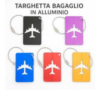 Placa de equipaje de aluminio en forma de avión con cable de acero, etiqueta de viaje resistente, ligera y colorida, para maleta, maleta y mochila (juego de 5 multicolores)