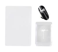 Placa de estampado de uñas, sello rectangular con raspador, herramienta de sello de diseño de uñas cuadrada con cubierta, para salón, viajes, fiestas, vacaciones, práctica, sesión de fotos, fecha