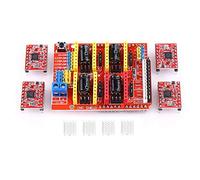 Placa de Expansión CNC, Placa de Expansión CNC Shield + 4 Piezas A4988 Controlador de Motor Paso a Paso para Grabador Impresora 3D