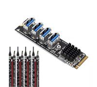 Placa de expansión USB, Placa de expansión Interna, Placa Base de súper Velocidad Expansión USB para Placa de Desarrollo de computadora M.2 M Key PCI-E a PCI-E X1 de 4 Puertos