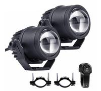 Placa De Faros Luz Auxiliar LED para Motocicleta Lámpara Antiniebla Luz De Conducción Proyector De Luces Altas Y Bajas Foco LED con Interruptor(2 pcs)