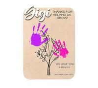 Placa de flores con huella de mano | Gracias por tu apoyo al crecer | Flores personalizadas para abuela con de manos infantiles - Decoración para el Día de la Madre