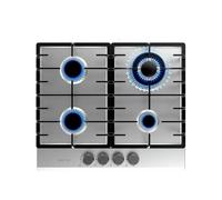 Placa de Gas Bolero Squad G 4200F Inox 4 Fuegos Acero Inoxidable Encendido Eléctrico y Quemador WOK Triple Corona de Cecotec