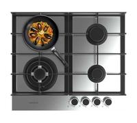 Placa de gas Bolero Squad G 4400F Inox 4 fuegos, 8kW, triple corona WOK, acero inoxidable