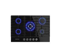 Placa de gas Bolero Squad G 5200F 5 fuegos cristal negro con parrillas de hierro fundido y encendido eléctrico de Cecotec
