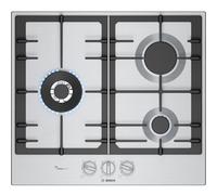 Placa de gas bosch pcc6a5i90 3 zonas de cocción gas natural acero inox con encendido integrado 60cm