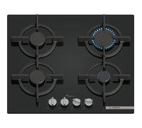 Placa de gas bosch ppp6a6i10 4 zonas de cocción gas natural cristal negro con encendido integrado 60cm