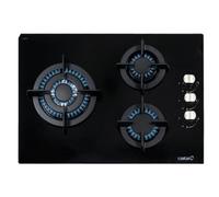 CATA Modelo CCI 5003 BK | Encimera Natural | Inyectores de Gas Butano Incluidos | 3 Quemadores | Ancho de 59 cm | Acabado en Cristal Negro, Acero Inoxidable