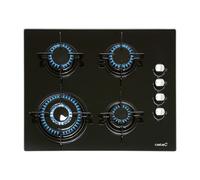 Placa de gas Cata CIB 6031 BK de cristal negro, 4 quemadores y gas butano