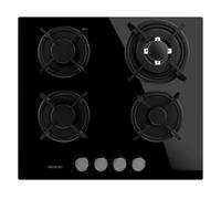 Placa de gas Cecotec Bolero Squad G 4200S 4 fuegos 8kW cristal negro WOK triple corona