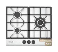 Placa de gas evvo v66 inox - 3 quemadores, acabado acero inoxidable, compatible con gas natural y butano