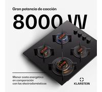 Placa de gas Klarstein Goldflame 4 quemadores autosuficiente gas natural/gas propano acero inoxidable