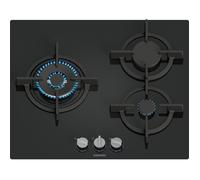Placa de gas siemens ep6a6ci10 3 zonas de cocción gas natural cristal negro con encendido integrado 60cm