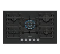 Placa de gas siemens ep7a6qi40 5 zonas de cocción gas natural cristal negro con encendido integrado 75cm