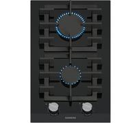 Placa de gas siemens er3a6bi40 2 zonas de cocción gas natural cristal negro con encendido integrado 30cm