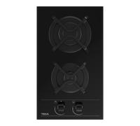 Placa de gas teka gbc 32000 but 2 zonas de cocción gas butano cristal negro con encendido integrado 30cm
